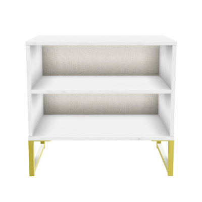 Diego Fully Assembled Diego - Gold Sleigh (J) 2 Open Shelf Bedsid