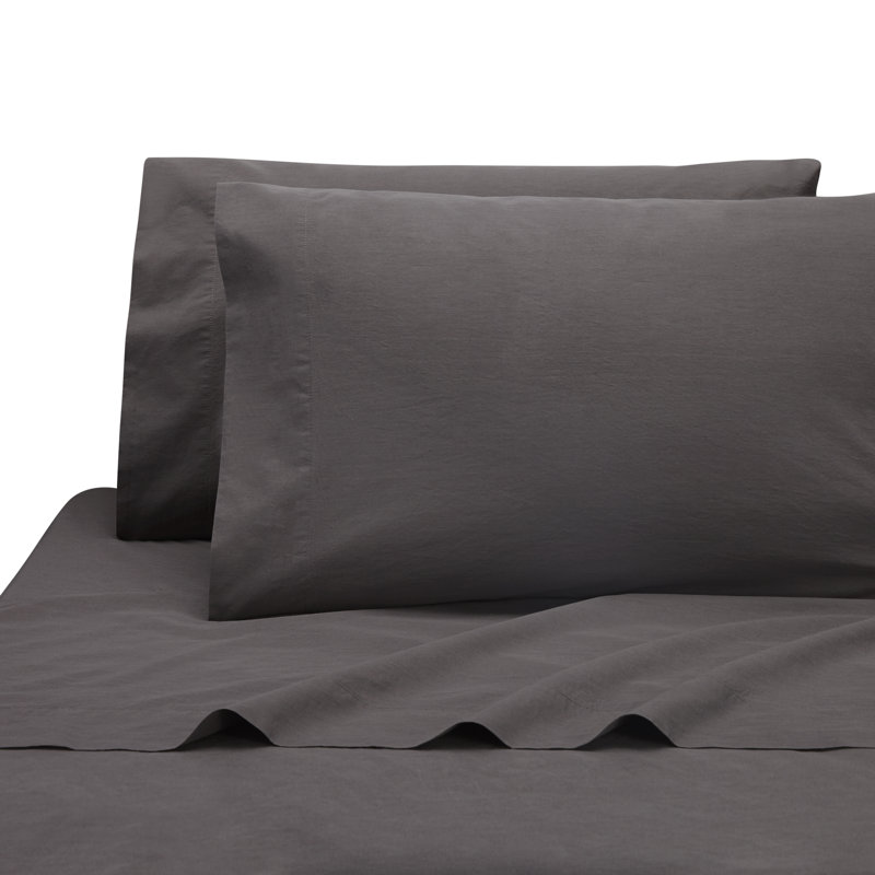 Ludlow Tencel Cotton Pillowcase, Coal, Queen Pillowcase