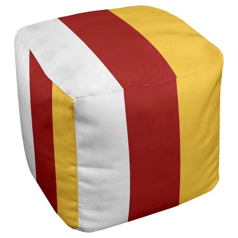 Repose-pieds cube la ours college stripes, Blanc / rouge / jaune