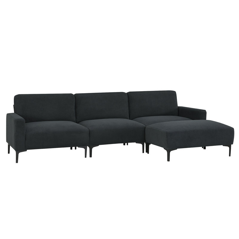 Canapé modulaire moderne avec repose-pieds convertible, Gris foncé