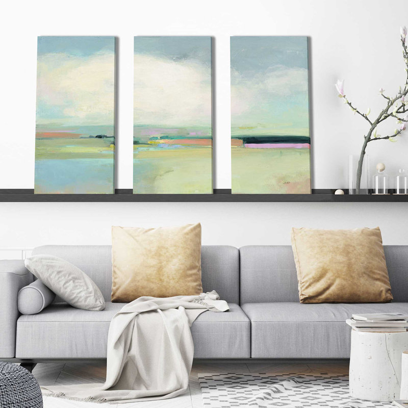 «Colorful Horizon I», ensemble de 3 reproductions d'art sur toile tendue, H 32 po x l 48 po x P 0,75 po