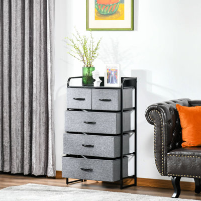 Commode 5 tiroirs gris