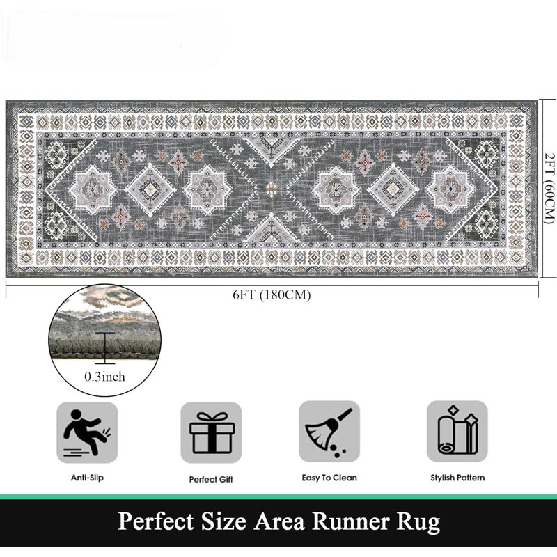 Tapis de couloir antidérapant Boho