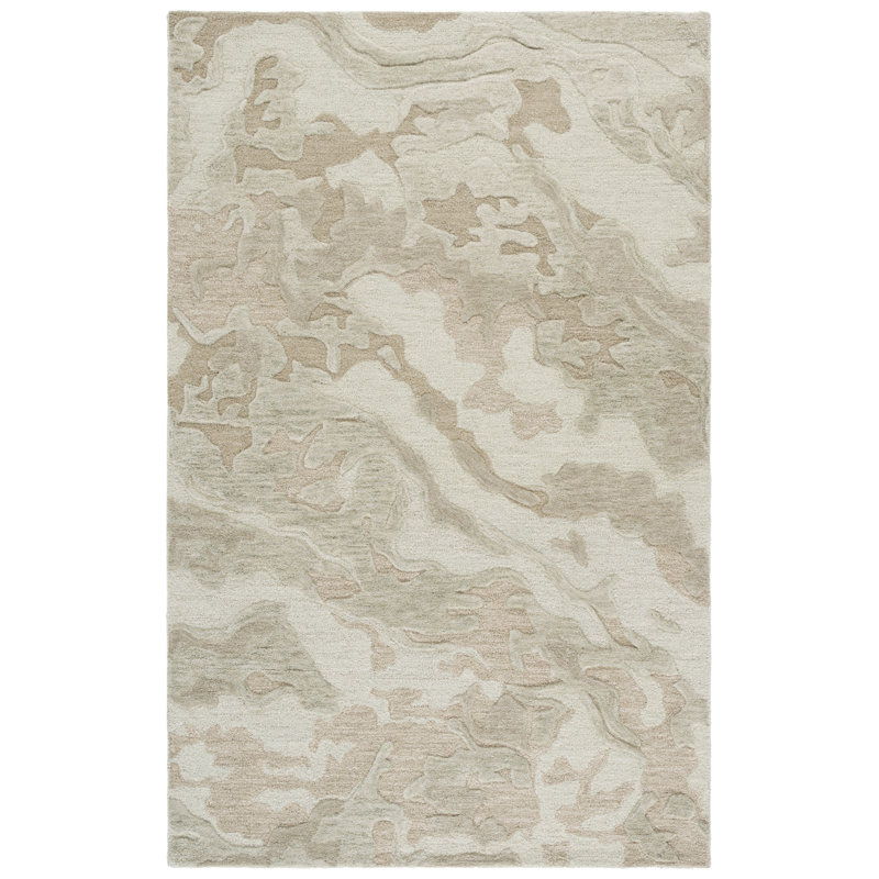 Ebony Hand Tufted Wool, Cotton Abstract Indoor Rug, Rectangle 8' x 10'