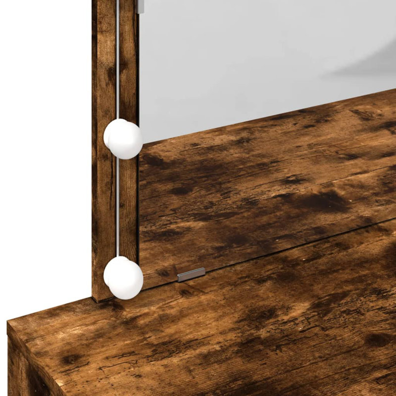 Dressing Table with Mirror, Smoked Oak