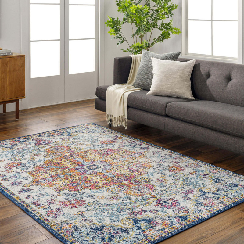 Traditional Rug, Bordered Floral Stain Resistant Easy to Clean Rug For Living Room, Dining Room, Bedroom
