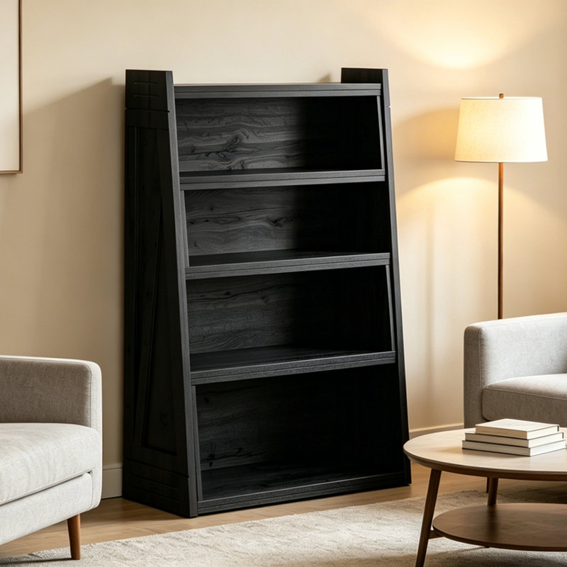 Foldable bookshelf, Black Woodgrain