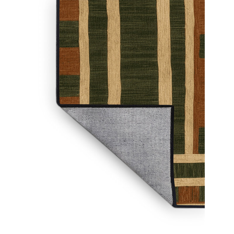 Machine Washable Botanical Brown Area Rug, Square 7'