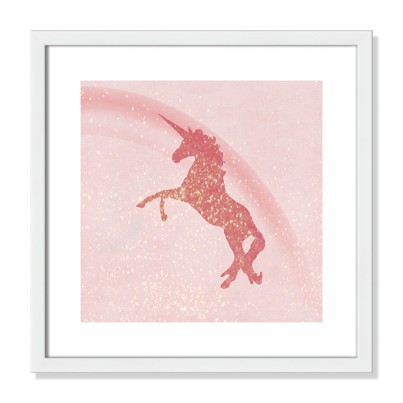 Paillettes licorne 2, H 17 po x l 17 po x P 1,19 po, Cadre boîte champagne clair
