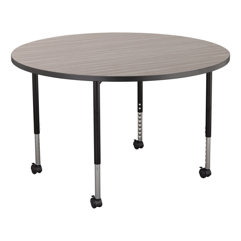 Structure Series 46" Adjustable Height Circular Activity Table with Casters, Strandz cosmique, Charbon/Noir