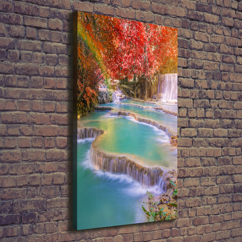 Waterfall In Autumn - Wrapped Canvas Print
