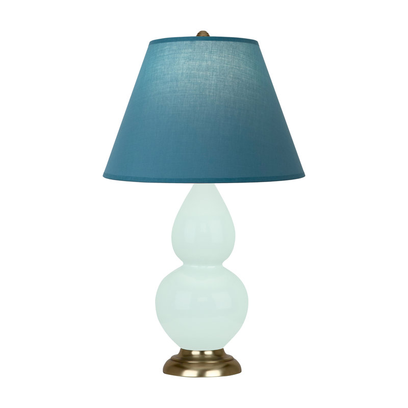 Petite lampe d'appoint à double gourde, Laiton antique, Menthe glacée, Bleu vif / gris
