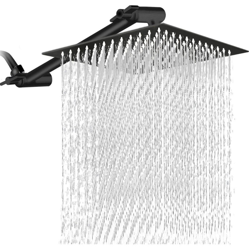 Pomme de douche carrée 10 po, Noir mat