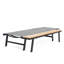 Méridienne légère en aluminium pour le jardin avec entretien - table d'appoint, 5 positions réglables, assise en filet, structure en grain de bois de 77 pouces de profondeur