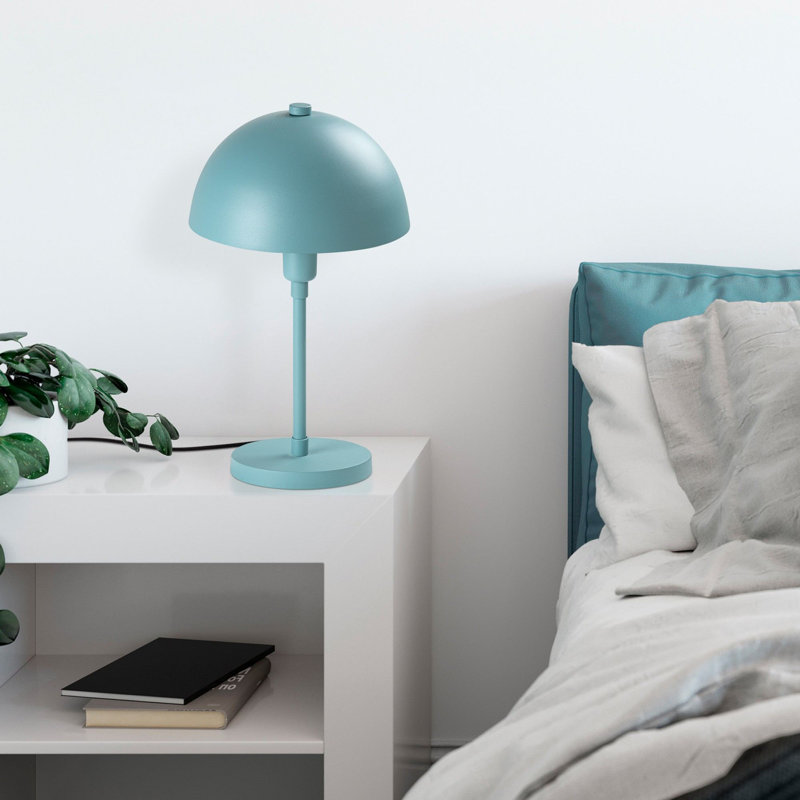 Modern Turquoise Table Lamp with Metal Body, 7.9 x 7.9 x 13.8 Inches | 13 cm Base, 39.4 in Cable, E14 Socket Max 40W | Stylish Solid Color Design for Home, Office & Novelty Décor | IP20 Rated