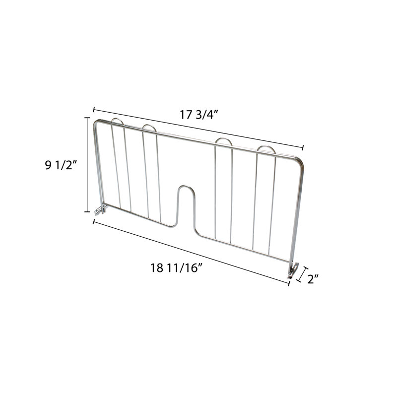 Séparateur de tablettes à pression, H 9,38 po x l 2,13 po x P 18,44 po, Chrome
