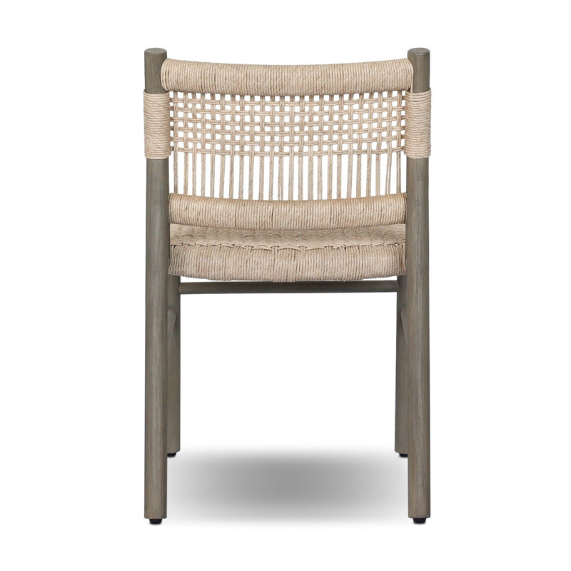 Outdoor Teak Dining Side Chair, Vintage White