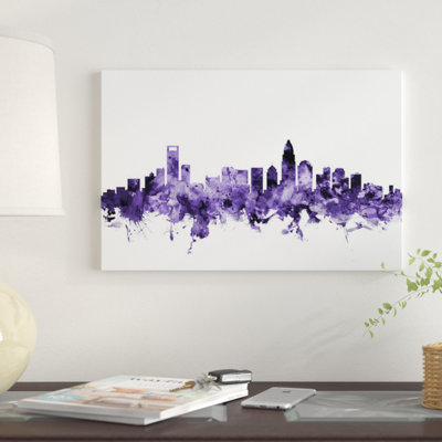 «Charlotte, North Carolina Skyline» par Michael Tompsett, impression sur toile tendue