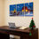 Arbre de Noël, grange rouge et bicyclette, reproduction d'art sur toile tendue sur toile, ensemble de 3