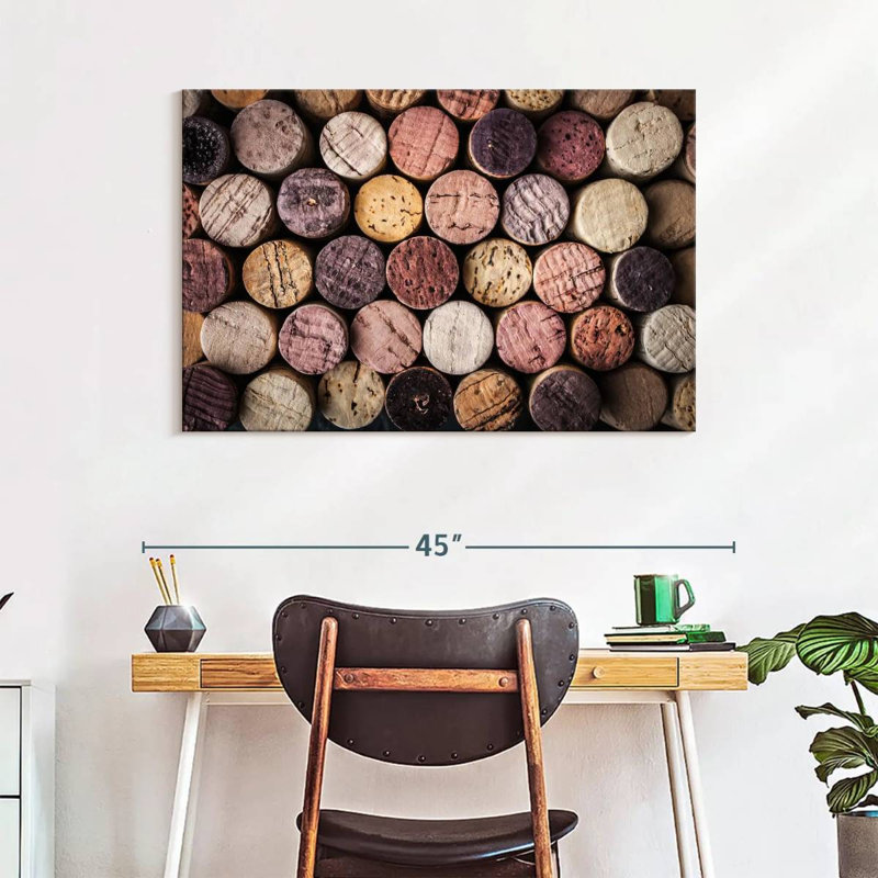 «Wine and Alco Collection of Wine Corks», reproduction sur toile, H 26 po x l 39 po x P 1,25 po