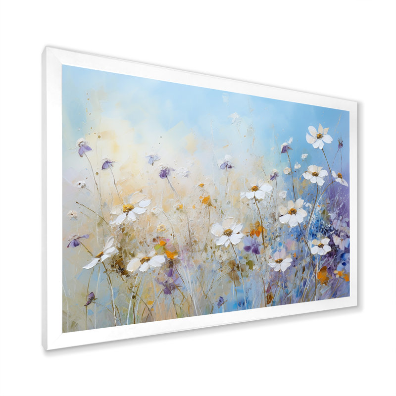 Fleurs de saison charme de ferme I, H 16 po x l 32 po x P 1 po, Cadre simple blanc