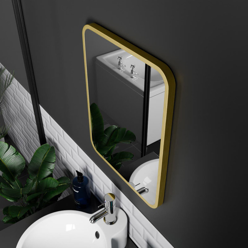 Aluminium Rectangle Mirror, Brushed Brass, 50cm x 39cm