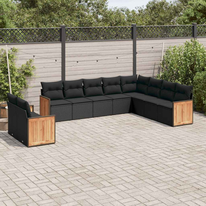  Ensemble de canapé de jardin noir, Noir, Noir