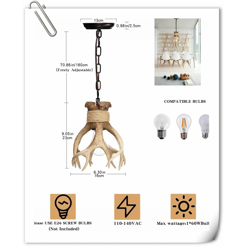 Luminaire suspendu 1 lumière DEL Kaeshon