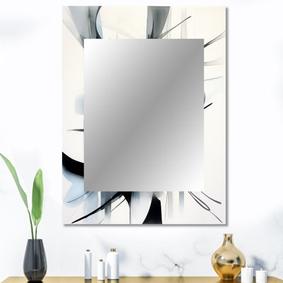 Abstrait neutre neutre - miroir géométrique unique, grand miroir mural noir, art imprimé en métal