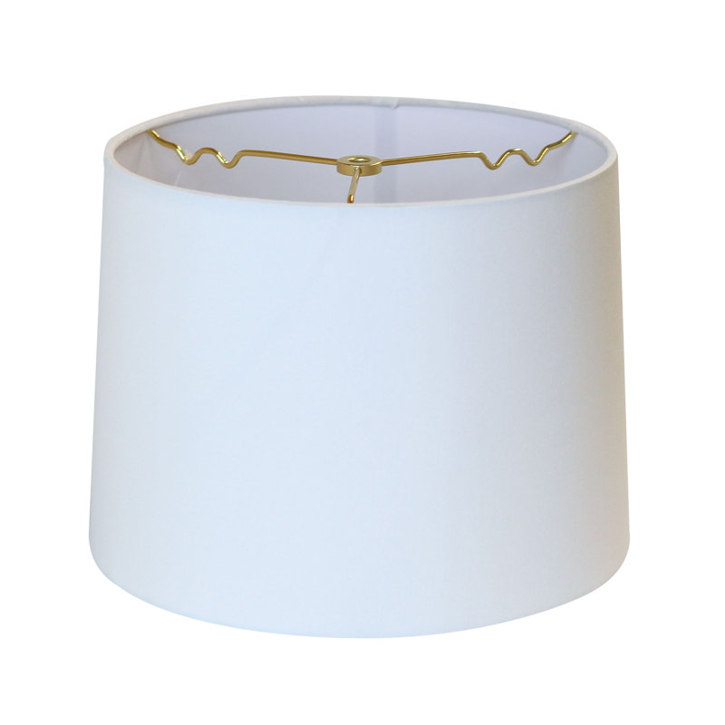 White Slubless Silk Hardback Drum Lampshade, 13" Top, 10'' H x 14'' W x 13" D