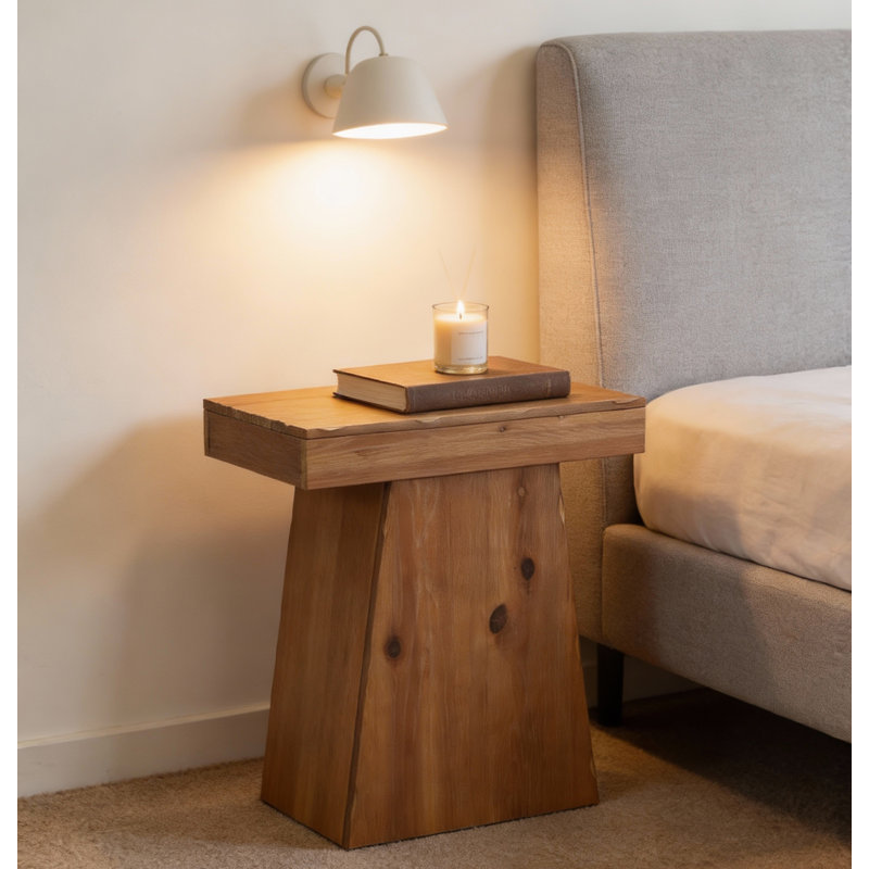 Solid Wood Pedestal End Table, Single