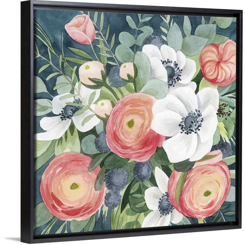 «Bewitching Bouquet I» par Grace Popp - reproduction d'art, H 17,7 po x l 17,7 po x P 1,75 po, Cadre flottant noir