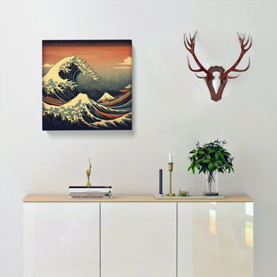 Japanese Wave Retro Art - Wrapped Canvas