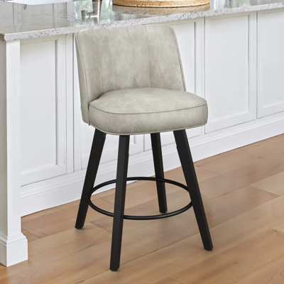 26''H Swivel Counter Stool With Solid Wood Frame