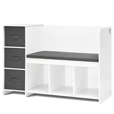 Bibliothèque de lecture pour enfants avec banc de rangement