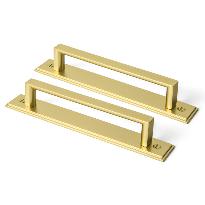 Bar Pull With Backplate Multipack, Brushed Gold, 7 3/5"