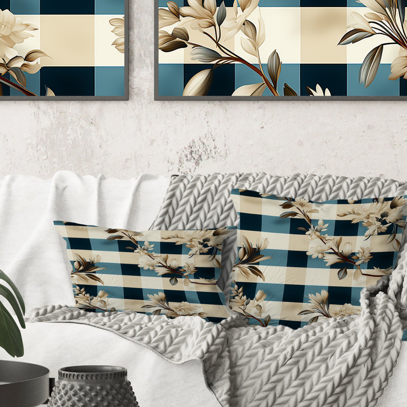 Coussin Nautical Vintage Floral Stripes I - Plaid
