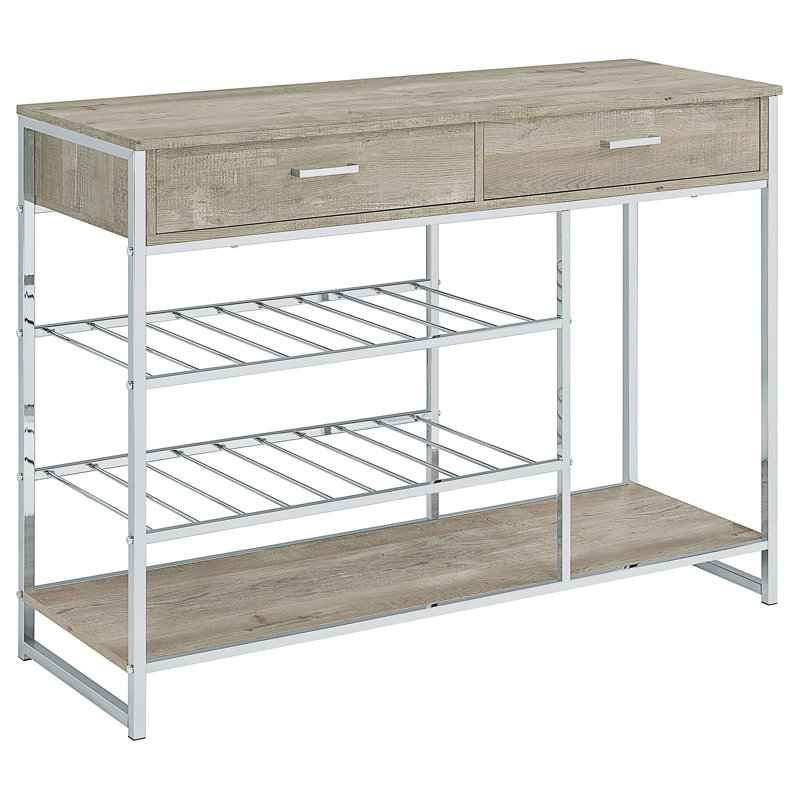 Ethel Grey 2-Drawer Home Bar Storage With Wine Rack