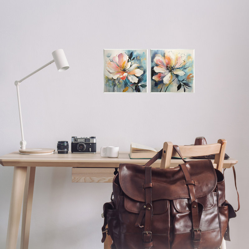 "Modern Dripping Blooms", ensemble de 2 plaques murales par Lazar Studio