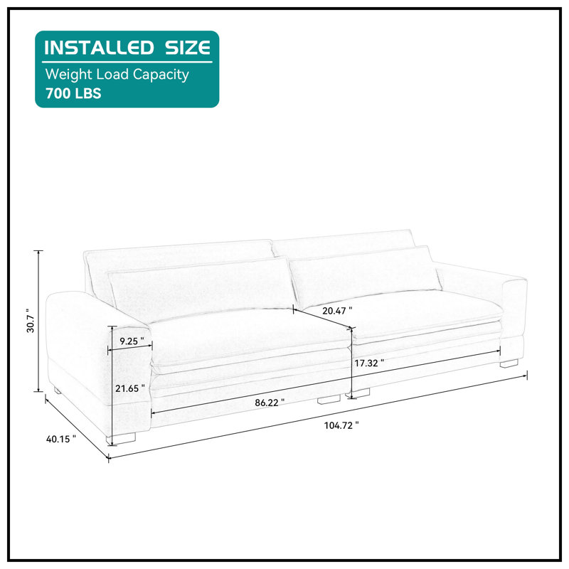 Lamere Upholstered 104.72'' Sofa, Green