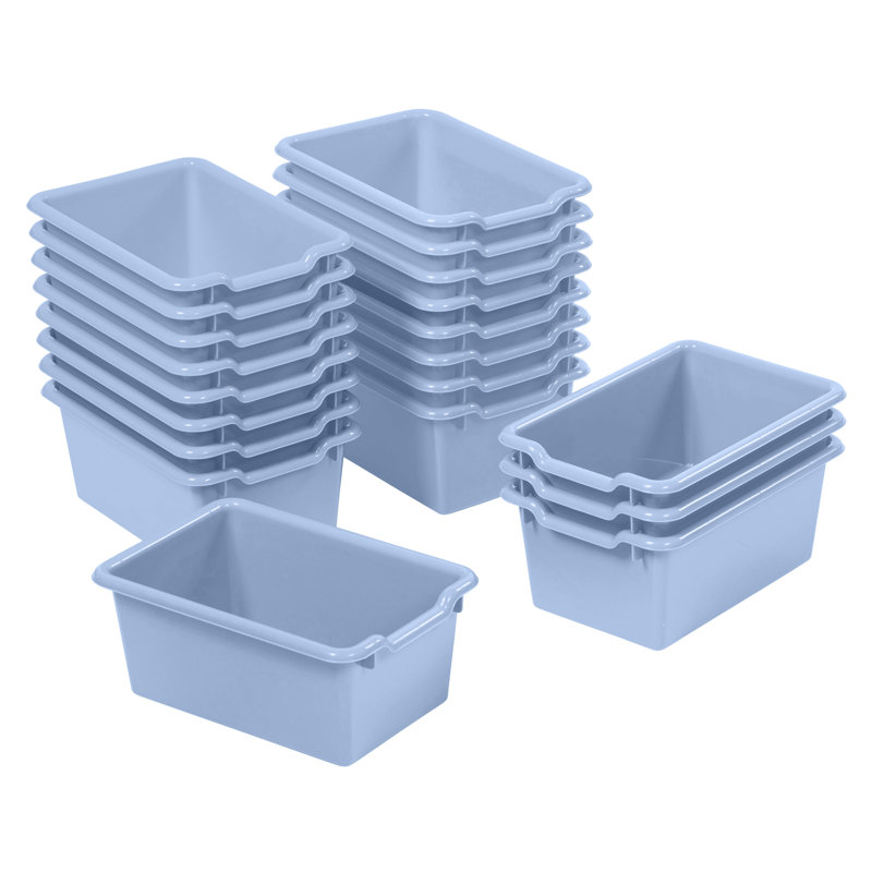 ECR4Kids Scoop Front Plastic Storage Bins, Multipurpose Organization, 20-Piece, Powder Blue
