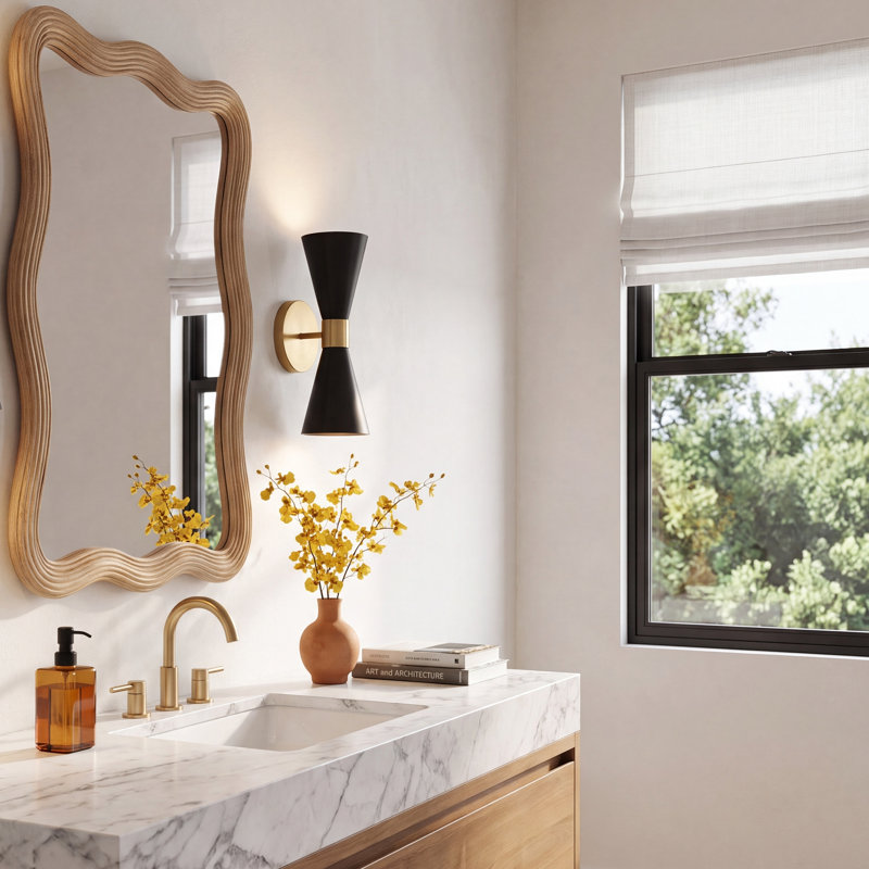 Lometa 2-Light Dimmable Steel Bath Sconce, Midnight Black