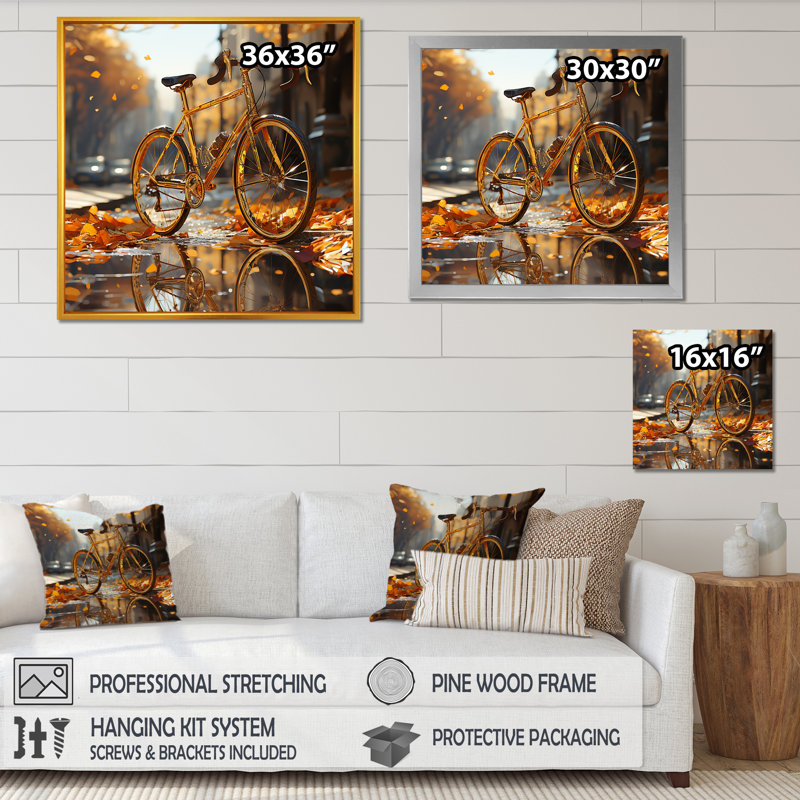 Golden Wheels Bicycle II - reproduction sur toile, Toile tendue, H 36 po x l 36 po x P 1,5 po