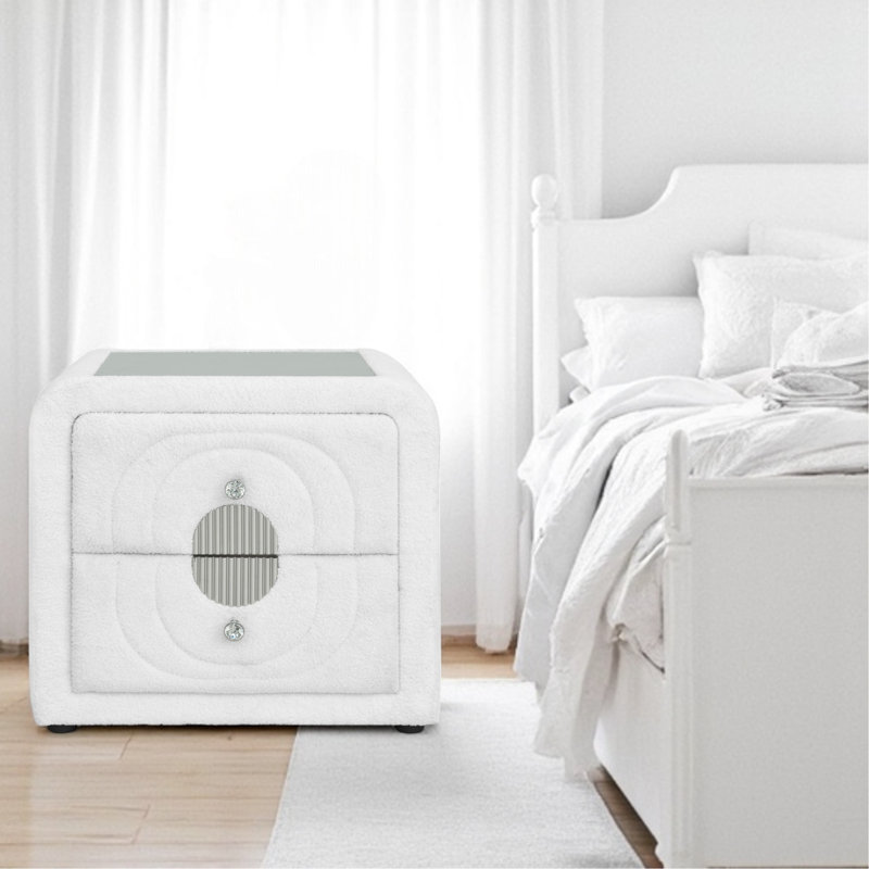 Teddy Sherpa & Chrome Nightstand