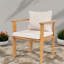 Chaises de patio modernes, structure en teck de bois d'acacia, coussins beiges pour la salle à manger