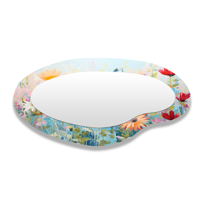 Grand miroir mural coloré de fleurs colorées - fleurs sauvages printanières