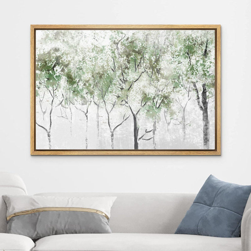 «Abstract Forest Rustic Pastel Green Spring Forest Tree Nature Abstract Landscape», reproduction d'art sur toile, Naturel