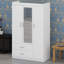 Armoire contemporaine à 3 portes avec miroir pleine grandeur et tablettes-285883359