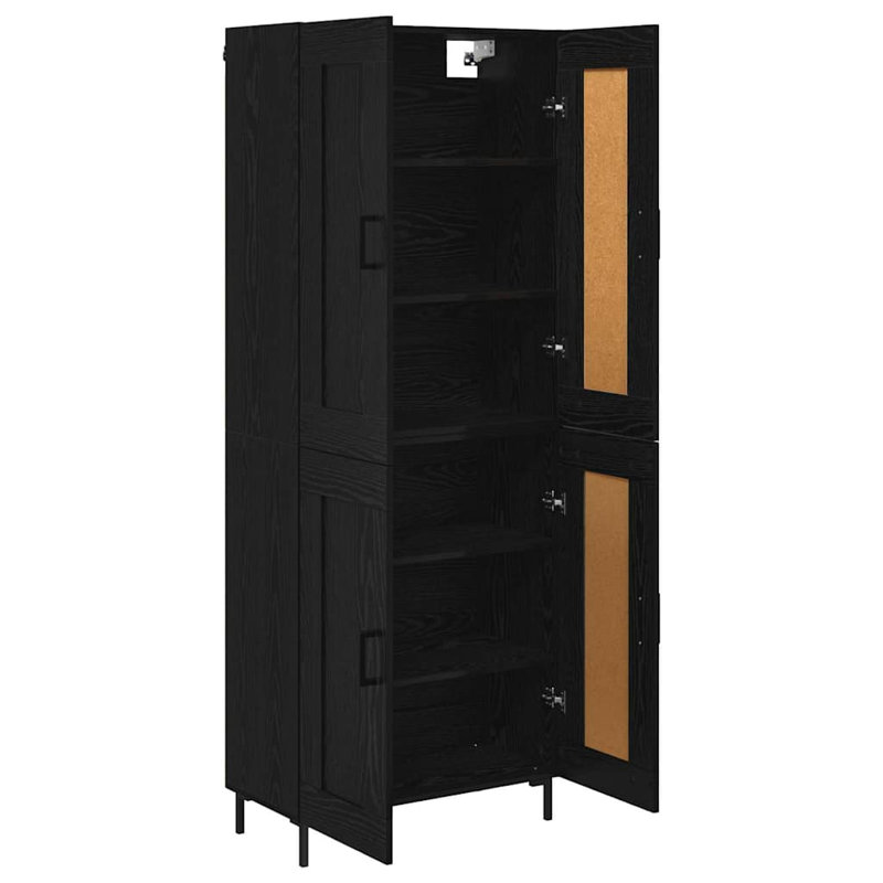  Highboard 2 Pcs Old Wood Engineered Wood, Black Oak
