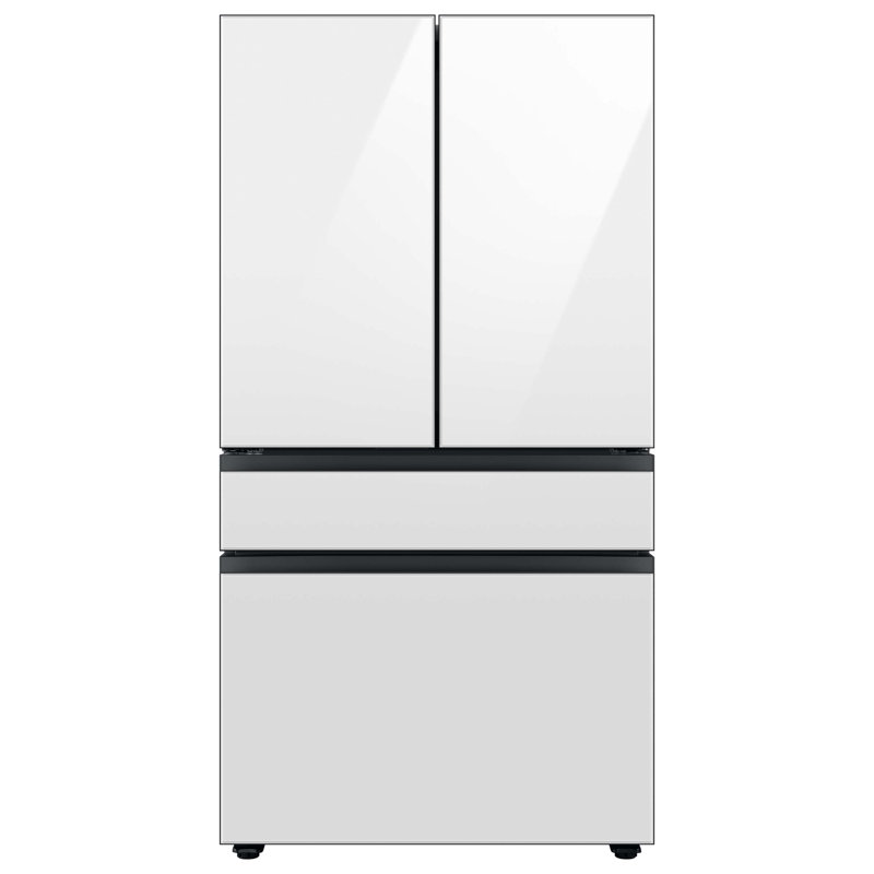 Samsung Bespoke 4-Door French Door Refrigerator (29 cu. ft.) with Beverage Center™ - Middle and Bottom Panels, White Glass